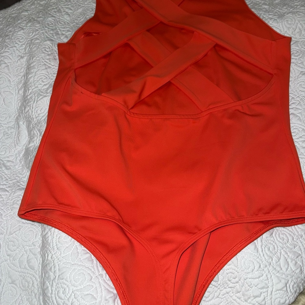 Express Vibrant Orange Body Contour Bodysuit